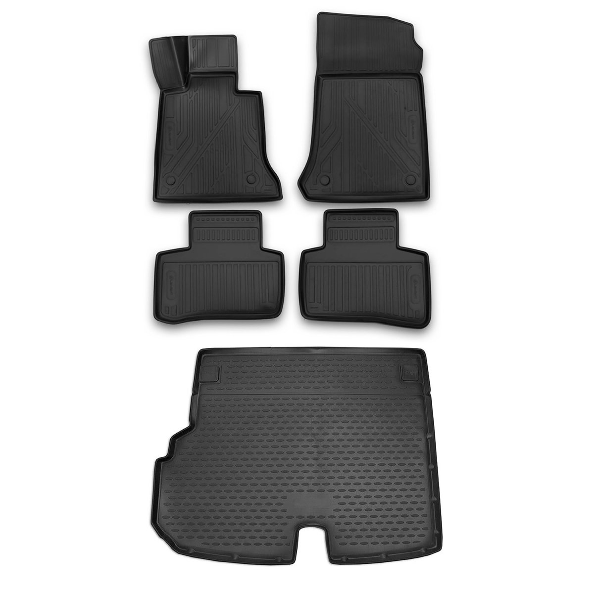 Mercedes GLK Class X204 Floor-Trunk Mats - Omac - SUV KIT 3D - Black - 2009-2015 Mercedes GLK Class X204 Floor-Trunk Mats - Omac - SUV KIT 3D - Black - 2009-2015